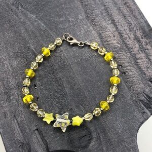 Vintage artisan millefiore star sterling clasp bracelet, small wrist.